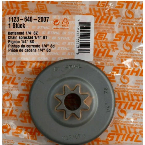 Stihl 11236402007 CARVING Kettenrad Sternrad 1/4' 8Z, MS170, MS180, MS181, MS190, MS191 1 Stihl 11236402007 CARVING Kettenrad Sternrad 1/4' 8Z, MS170, MS180, MS181, MS190, MS191