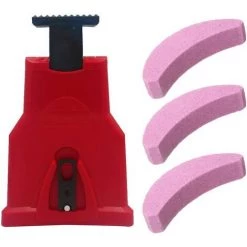 LITZEE Kettensägenschärfer Mit 3 Schärfsteinen Kettensägenschärfer-Kit Kettensägenschärfer Kettensägenschärfer Kettensägenkettenspitzer (rot)