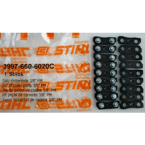 Stihl 39976606020 Satz (9 Stück) Kettenteile 3/8'P 1,3 Verbindungsglieder, Nieten Für Sägekette 3997... 1 Stihl 39976606020 Satz (9 Stück) Kettenteile 3/8'P 1,3 Verbindungsglieder, Nieten Für Sägekette 3997...