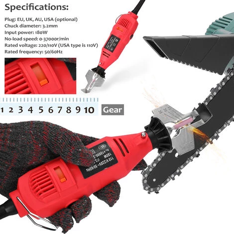 ASUPERMALL Mini-Elektro-Handschleiferfeile, Kettensagenscharfer Nach Europaischem Standard, 220 V, Rot 2 ASUPERMALL Mini-Elektro-Handschleiferfeile, Kettensagenscharfer Nach Europaischem Standard, 220 V, Rot – Bild 2