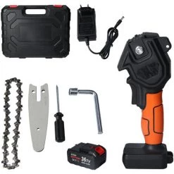 ASUPERMALL 4-Zoll-Mini-Kettensage Schnurlose Schnittsage Tragbare Elektrische Hochleistungssage Handheld Leichte Schnittschere Kettensage Fur Das Abholzen Von Gartenbaumzweigen,1X4000mAhEU Stecker