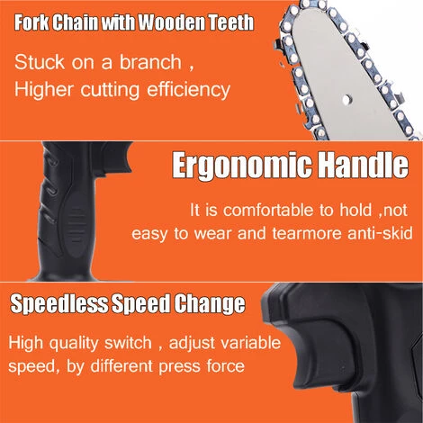 HAPPYSHOPPING Mini Kettensäge Kleine Holzbearbeitungssäge Garten Holzsäge 4000mah 4 Zoll Schwarz Europäischen Standard,Zwei Batterien Und Eine Ladung 5 HAPPYSHOPPING Mini Kettensäge Kleine Holzbearbeitungssäge Garten Holzsäge 4000mah 4 Zoll Schwarz Europäischen Standard,Zwei Batterien Und Eine Ladung – Bild 5