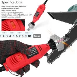 HAPPYSHOPPING Handheld Mini Elektrischer Schleifkopf Feile Kettensäge Kettenschleifmaschine Elektrische Kettenschleifmaschine Kettenschleifmaschine Praktisches Schleifwerkzeug Europäischer Standard 220V Rot -Kettensägen & Zubehör Shop 34165243 3