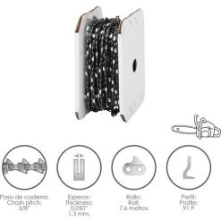 PAPILLON Kettensägenkette 3/8 "/ 0,050" 1,3 Mm. / 91 P / Rolle 7,6 Meter. ACHTERN 08062525