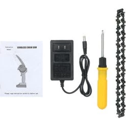 HAPPYSHOPPING Mini-Kettensäge 6-Zoll-Akku-Elektro-Protable-Astsäge 36V Wiederaufladbare Elektro-Holzbearbeitungssägen, Einhand-Gartenschere Kettensäge Für Die Gartenbewirtschaftung Astholzschneiden, EU-STECKER,EU-Stecker, Schwarz -Kettensägen & Zubehör Shop 36694411 4