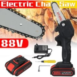 VIOLEWORKS Elektrokettensäge Akku-handkettensäge 88VF Elektrische Mini-Kettensägen Mit Ladegerät Und 1 Batterie Schwarz -Kettensägen & Zubehör Shop 36864062 5
