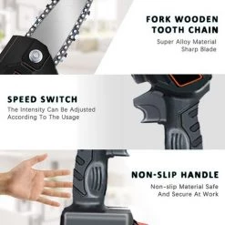 GISAM Elektrische Mini-Kettensägen 21V 2 Batterie Tragbare Elektrosäge Garten Logging 4PCS Extra Kette - Schwarz -Kettensägen & Zubehör Shop 37020505 3