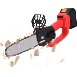 HAPPYSHOPPING 21V Lithium-Batterie Akku-Kettensäge Integrierte Wiederaufladbare Tragbare Säge Holzbearbeitungs-Elektrosägen Haushalt Outdoor-Protokollierung Bürstenlose Elektro-Kettensäge,EU-Stecker