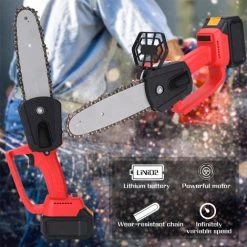 HAPPYSHOPPING 21V Lithium-Batterie Akku-Kettensäge Integrierte Wiederaufladbare Tragbare Säge Holzbearbeitungs-Elektrosägen Haushalt Outdoor-Protokollierung Bürstenlose Elektro-Kettensäge,EU-Stecker -Kettensägen & Zubehör Shop 37037388 4