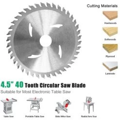 KKMOON 4,5 Zoll Kreissägeblatt, 40 Zähne, Legierungsblatt, Kohlenstoffstahlblatt, Geeignet Für Tischkreissäge, Einzelmontage (neutral) -Kettensägen & Zubehör Shop 37406755 5