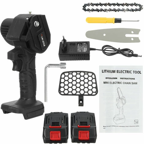 VIOLEWORKS Akku Kettensäge 18V Elektrische Schnittsäge Für Holz Und Metallschneiden Mit 2 Akkus # Schwarz 2 4 VIOLEWORKS Akku Kettensäge 18V Elektrische Schnittsäge Für Holz Und Metallschneiden Mit 2 Akkus # Schwarz 2 – Bild 4