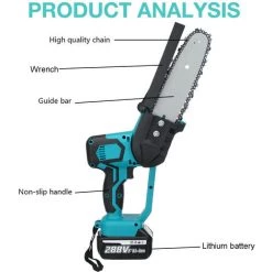 MANTA Elektro-Kettensäge 288V Holzbearbeitungs-Kettensäge Mit Akku-Kit (Blau, Mit 2 Akkus) -Kettensägen & Zubehör Shop 40358514 4