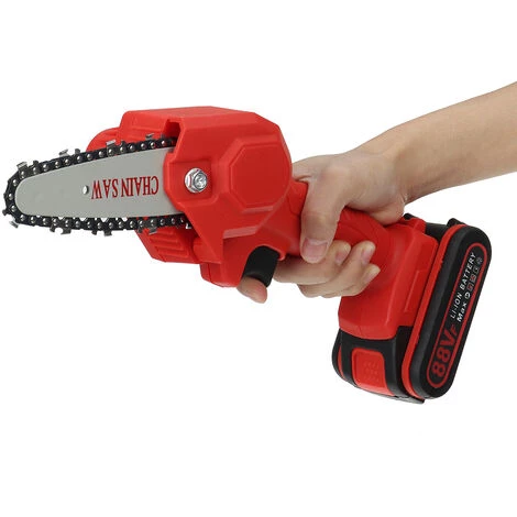 MAEREX 88V 1080W Elektrische Mini-Kettensägen Akku-Elektro-Kettensäge Garten-Holzschneidwerkzeug (Rot, 2 Akkus) 2 MAEREX 88V 1080W Elektrische Mini-Kettensägen Akku-Elektro-Kettensäge Garten-Holzschneidwerkzeug (Rot, 2 Akkus) – Bild 2