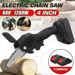 FASGET 4 Zoll Elektrische Kettensäge Akku Säge Mini-Holzschneider 2 Akku Schwarz -Kettensägen & Zubehör Shop 41022057 5