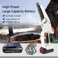 ASUPERMALL Mini-Kettensage 6 Zoll Mini-Kettensage Akku-Kettensage 2,7 Lbs. Leichte Handkettensage Mit 2 Ersatzketten Akku-Elektrokettensage Und 2 Akkus -Kettensägen & Zubehör Shop 42287900 4