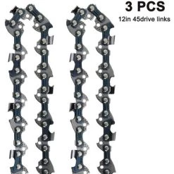 DEVENIRRICHE 3-teiliges Set Universal Logging Kettensägenketten 3/8 Pitch Semi-Chisel Gasbetriebene Kettensägenketten Passend, 12 Zoll 45-Laufwerk-Verbindungen