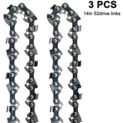 DEVENIRRICHE 3-teiliges Set Universal Logging Kettensägenketten 3/8 Pitch Semi-Chisel Gasbetriebene Kettensägenketten Passend, 14 Zoll 52-Laufwerk-Verbindungen