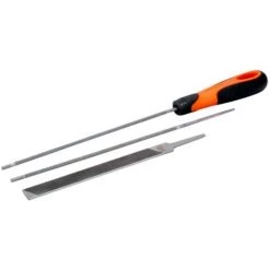 Bahco Kettensäge Feilensatz Ergo Griff Rundfeile Flachfeile 200 Mm / Ø 4,0 Mm