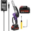 ASUPERMALL 21V 8inch Tragbare Elektrische Astsage Kleine Holzspaltungskettensage Brushless Motor Einhand-Holzbearbeitungswerkzeug Fur Garten Obstgarten