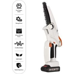 HAPPYSHOPPING Akku-Kettensäge 6 Zoll Für Gartenarbeit Beschneiden Trimmen Tragbar Für Männer Frauen,Weiß