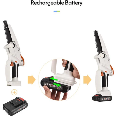 HAPPYSHOPPING Akku-Kettensäge 6 Zoll Für Gartenarbeit Beschneiden Trimmen Tragbar Für Männer Frauen,Weiß 4 HAPPYSHOPPING Akku-Kettensäge 6 Zoll Für Gartenarbeit Beschneiden Trimmen Tragbar Für Männer Frauen,Weiß – Bild 4