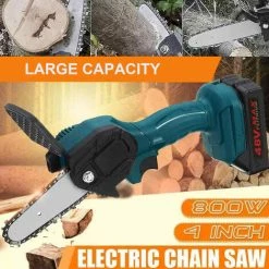 HAPPYSHOPPING 4in Mini Handheld Elektro-Kettensäge Hochleistungs-Holzbearbeitungs-Säge Tragbarer Akku Einhand-Holzschneider Für Gartenarbeit Beschneiden Trimmen,EU-Stecker -Kettensägen & Zubehör Shop 44932113 4