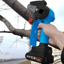 HAPPYSHOPPING Mini Elektro-Kettensäge Akku-Einhand-Holzschneider Tragbare Hand-Holzbearbeitungs-Sägen Für Die Gartenarbeit Beschneiden Trimmen,4in & EU-Stecker, Rot -Kettensägen & Zubehör Shop 44932114 4