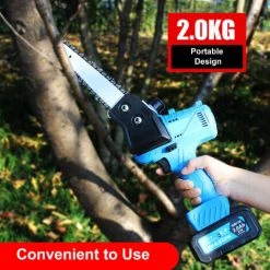 HAPPYSHOPPING 4,7 Zoll Mini-Handheld-Elektrokettensäge Wiederaufladbare Akku-Holzbearbeitungssäge Tragbarer Bürstenloser Motor Schnellschneidender Einhand-Holzschneider Zum Beschneiden Im Garten,EU-Stecker -Kettensägen & Zubehör Shop 44932179 3