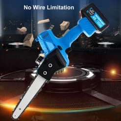 HAPPYSHOPPING 4,7 Zoll Mini-Handheld-Elektrokettensäge Wiederaufladbare Akku-Holzbearbeitungssäge Tragbarer Bürstenloser Motor Schnellschneidender Einhand-Holzschneider Zum Beschneiden Im Garten,EU-Stecker -Kettensägen & Zubehör Shop 44932179 4