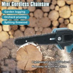 HAPPYSHOPPING Mini-Kettensäge Akku-Kleine Holz-Kettensäge Beschneiden Kettensäge 550W Wiederaufladbare Tragbare Elektrische Säge Zum Schneiden Von Astholz,Blauer EU-Stecker 1 Batterie -Kettensägen & Zubehör Shop 45418098 3