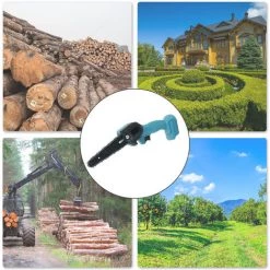 HAPPYSHOPPING Mini-Kettensäge Akku-Kleine Holz-Kettensäge Beschneiden Kettensäge 550W Wiederaufladbare Tragbare Elektrische Säge Zum Schneiden Von Astholz,Blauer EU-Stecker 1 Batterie -Kettensägen & Zubehör Shop 45418098 4
