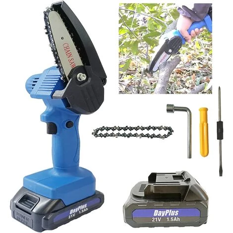 DAY PLUS Akku Kettensäge Mini Kettensäge Mit Akku Elektro Kettensäge 4 Zoll Handkettensäge Schnurloses Mit 1 Batterien & 1 Ketten, Tragbarer Motorsäge Kettensäge Für Häusliche Für Garten Baum Holz 1 DAY PLUS Akku Kettensäge Mini Kettensäge Mit Akku Elektro Kettensäge 4 Zoll Handkettensäge Schnurloses Mit 1 Batterien & 1 Ketten, Tragbarer Motorsäge Kettensäge Für Häusliche Für Garten Baum Holz