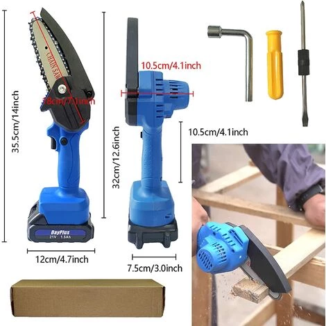 DAY PLUS Akku Kettensäge Mini Kettensäge Mit Akku Elektro Kettensäge 4 Zoll Handkettensäge Schnurloses Mit 1 Batterien & 1 Ketten, Tragbarer Motorsäge Kettensäge Für Häusliche Für Garten Baum Holz 4 DAY PLUS Akku Kettensäge Mini Kettensäge Mit Akku Elektro Kettensäge 4 Zoll Handkettensäge Schnurloses Mit 1 Batterien & 1 Ketten, Tragbarer Motorsäge Kettensäge Für Häusliche Für Garten Baum Holz – Bild 4
