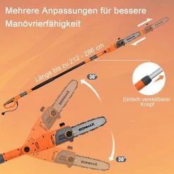 GOPLUS Elektro-Hochentaster 230V 750W, Akku Ast- Kettensaege Aus Alumiunium Mit Leichtem Gewicht, Motorsaege Mit Schwertlaenge 25cm, Profi-Astsaege Mit Abwinkelbarer Kopf, Arbeitshoehe Bis Ca.286 M -Kettensägen & Zubehör Shop 48915840 3