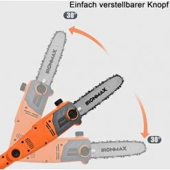 GOPLUS Elektro-Hochentaster 230V 750W, Akku Ast- Kettensaege Aus Alumiunium Mit Leichtem Gewicht, Motorsaege Mit Schwertlaenge 25cm, Profi-Astsaege Mit Abwinkelbarer Kopf, Arbeitshoehe Bis Ca.286 M -Kettensägen & Zubehör Shop 48915840 4