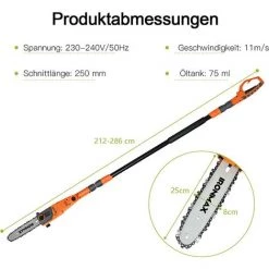 GOPLUS Elektro-Hochentaster 230V 750W, Akku Ast- Kettensaege Aus Alumiunium Mit Leichtem Gewicht, Motorsaege Mit Schwertlaenge 25cm, Profi-Astsaege Mit Abwinkelbarer Kopf, Arbeitshoehe Bis Ca.286 M -Kettensägen & Zubehör Shop 48915840 5
