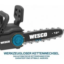 Akku Kettensäge 36V, 2 X 18V 4,0 Ah Kettensäge Akku, 30 Cm Schwertlänge 180 Ml Öltankvolumen 6m/s Kettengeschwindigkeit, WESCO WS8303 -Kettensägen & Zubehör Shop 51649105 5
