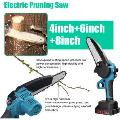 HAPPYSHOPPING 21 V 4 Zoll + 6 Zoll + 8 Zoll Tragbare Elektrische Astsäge Kleine Holzspaltkettensäge Bürstenmotor Holzbearbeitungswerkzeug Für Obstgarten,EU-Stecker, Multicolor -Kettensägen & Zubehör Shop 52055892 4