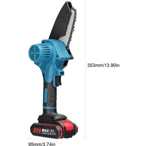 HAPPYSHOPPING 21 V 4 Zoll Tragbare Elektrische Astsäge Kleine Holzspaltkettensäge Bürstenmotor Einhand-Holzbearbeitungswerkzeug Für Gartenobstgärten,EU-Plug 2 Batterien, Multicolor 5 HAPPYSHOPPING 21 V 4 Zoll Tragbare Elektrische Astsäge Kleine Holzspaltkettensäge Bürstenmotor Einhand-Holzbearbeitungswerkzeug Für Gartenobstgärten,EU-Plug 2 Batterien, Multicolor – Bild 5
