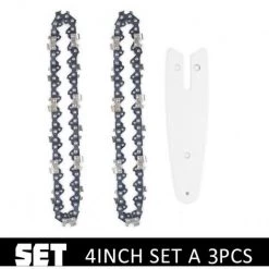 DONTODENT Schneidkantenketten Und -führungen Für Kettensägen Hochwertiges Und Langlebiges Zubehör Für Kettensägen – 4-Zoll-Kette*2 + Führungsplatte*1