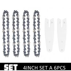 DONTODENT Schneidkantenketten Und -führungen Für Kettensägen Hochwertiges Und Langlebiges Zubehör Für Kettensägen – 4-Zoll-Kette*4 + Führungsplatte*2