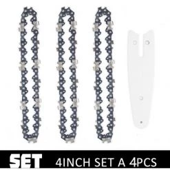 DONTODENT Schneidkantenketten Und -führungen Für Kettensägen Hochwertiges Und Langlebiges Zubehör Für Kettensägen – 4-Zoll-Kette*3 + Führungsplatte*1