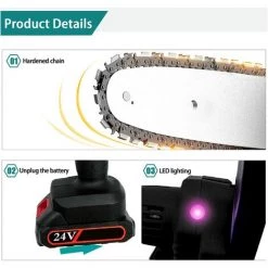 BENOBBY KIDS Batteriebetriebene Mini-Kettensäge Mit 1 Batterien Und 2 Ketten, Kabellose 4-Zoll-Mini-Elektrosäge, Tragbare Wiederaufladbare Kettensäge Zum Schneiden Von Ästen Im Garten – Benobby-Kinder -Kettensägen & Zubehör Shop 54959360 4