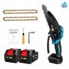 Elektrische Mini-kettensägen | Akku-Kettensägen ONEVAN Elektro-Kettensäge 1200W 6 Zoll Für Makita 18V Akku - Einstellbare Geschwindigkeit Zum Schneiden Von Holz - Blue Mit 2*Akku, 2*Kettens
