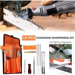 DONTODENT Universelles Tragbares Kettensägen-Schärfset, 10-teiliges Kettensägen-Feilen-Set