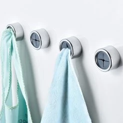 LIFCAUSAL Küchenhandtuchhaken, Rund, Selbstklebend, Geschirrtuchhalter, Wandhalterung, Handtuchhaken, Geschirrtuchhalter, Aufhänger Für Schranktüren