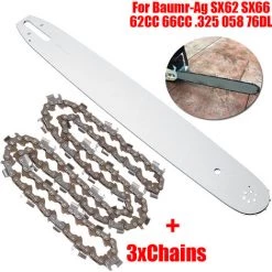 Kettensägen & Zubehör Shop 5 DRILLPRO Kettensägenführungsschiene 20 Zoll + 3 Ketten Passend Für Baumr-Ag SX62 SX66 62CC 66CC .325 058 76DL