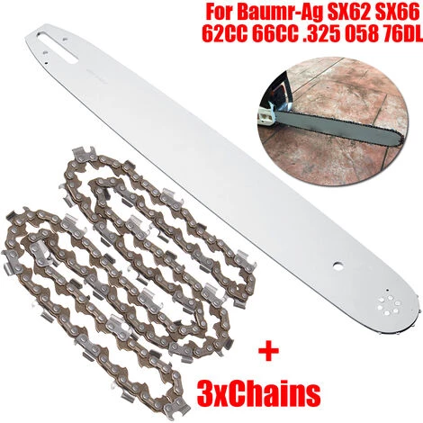 DRILLPRO Kettensägenführungsschiene 20 Zoll + 3 Ketten Passend Für Baumr-Ag SX62 SX66 62CC 66CC .325 058 76DL 1 DRILLPRO Kettensägenführungsschiene 20 Zoll + 3 Ketten Passend Für Baumr-Ag SX62 SX66 62CC 66CC .325 058 76DL