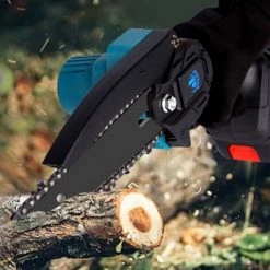 ONEVAN Elektrische Mini-kettensägen | Akku-Kettensägen Bürstenlos 1200W 6 Zoll Blau - Für Makita 18V Akku - Einstellbare Geschwindigkeit Zum Schneiden Von Holz - Mit 2*Batterien, 8*Kette 9 ONEVAN Elektrische Mini-kettensägen | Akku-Kettensägen Bürstenlos 1200W 6 Zoll Blau - Für Makita 18V Akku - Einstellbare Geschwindigkeit Zum Schneiden Von Holz - Mit 2*Batterien, 8*Kette -Kettensägen & Zubehör Shop 57754844 5
