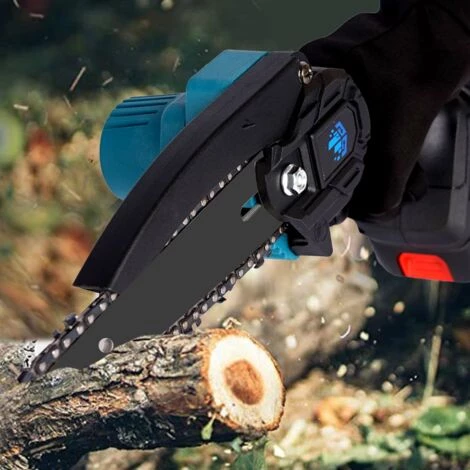 ONEVAN Elektrische Mini-kettensägen | Akku-Kettensägen Bürstenlos 1200W 6 Zoll Blau - Für Makita 18V Akku - Einstellbare Geschwindigkeit Zum Schneiden Von Holz - Mit 2*Batterien, 8*Kette 5 ONEVAN Elektrische Mini-kettensägen | Akku-Kettensägen Bürstenlos 1200W 6 Zoll Blau - Für Makita 18V Akku - Einstellbare Geschwindigkeit Zum Schneiden Von Holz - Mit 2*Batterien, 8*Kette – Bild 5